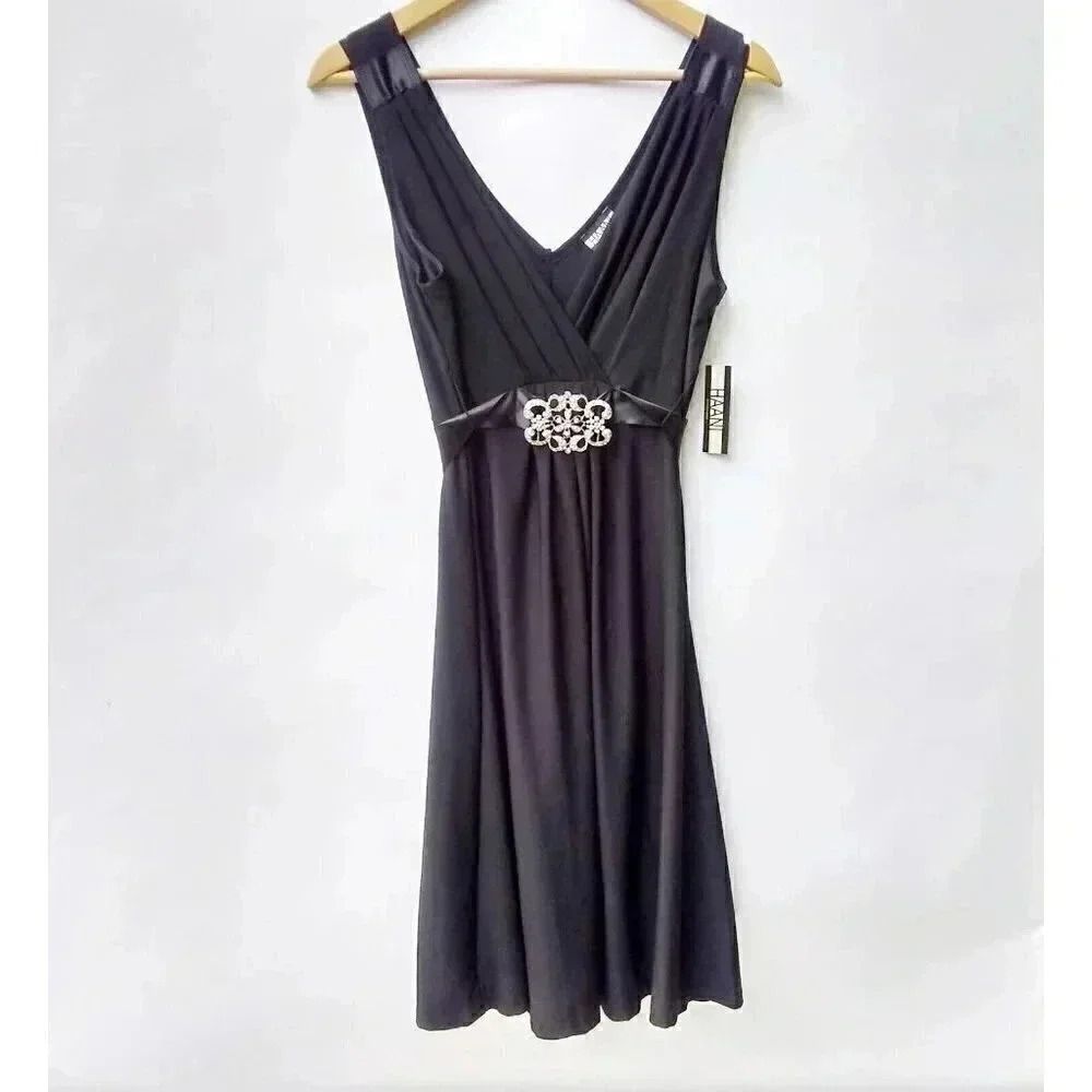 HAANI Women's Sleeveless Black elegant dress Sz L